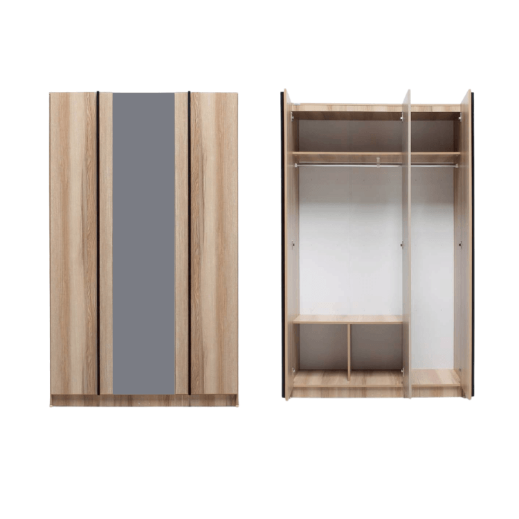 ชุดห้องนอน + ที่นอน PVC 5 ฟุต WISDOM DESIGN FURNITURE รุ่น EASY สีบัตเตอร์/กราไฟท์